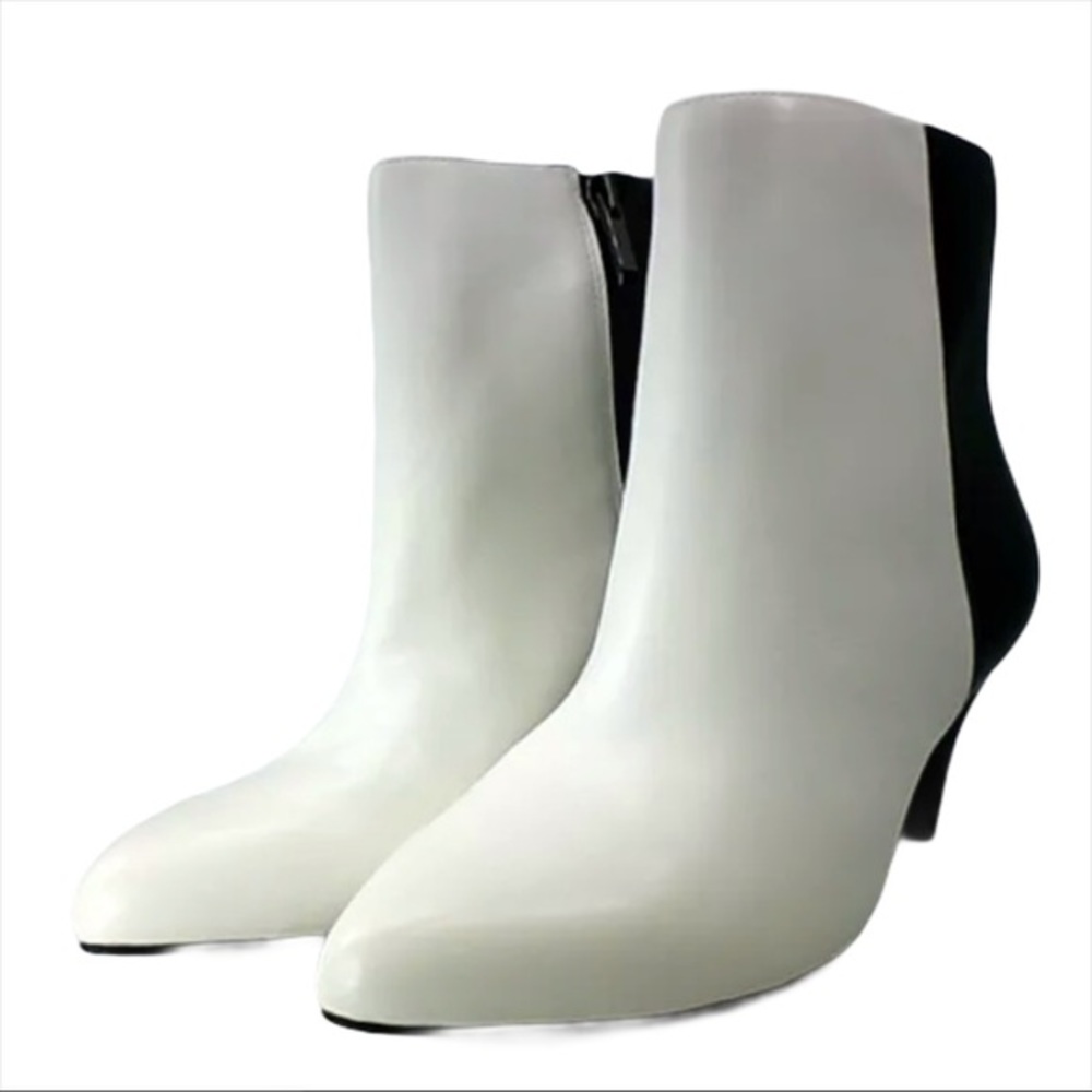 ALFANI Hariss ankle boot heel two tone black/white sleek runway style